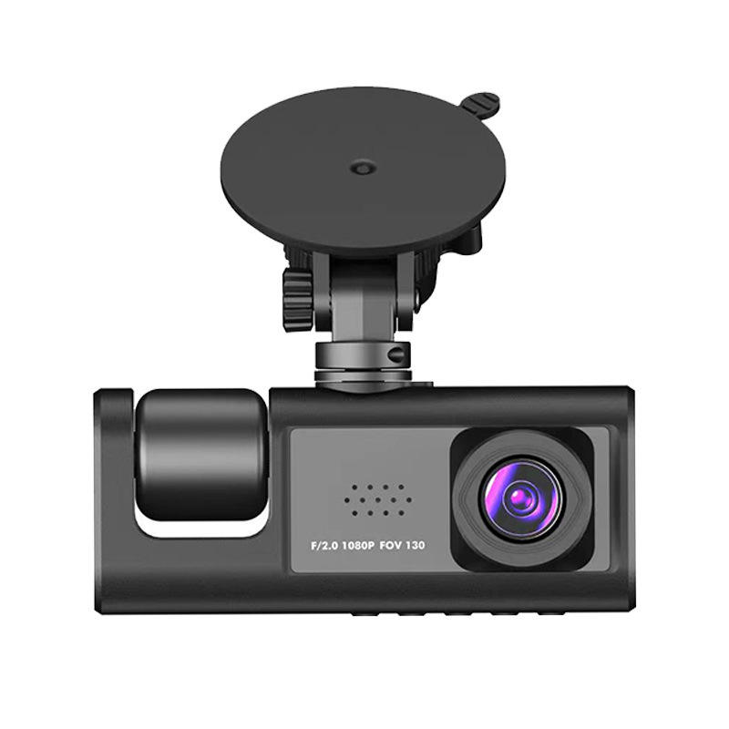 1080P Dash Cam with 3 Cameras – Front, Rear & Inner Car DVR Recorder, IPS Screen, 1‑Year Warranty