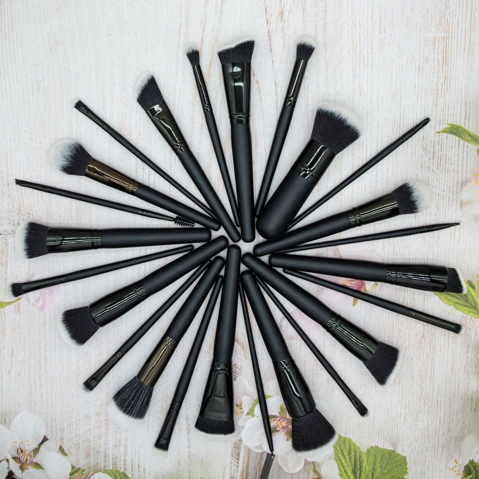 ORANGLES 12‑Piece Makeup Brush Set – Black & White Fiber with Black Wood Handle for Permanent Makeup Training - high resolution display - exposing craftsmanship - Image 2 of 2 | built for everyone | 12‑Piece Makeup Brush Set – Black & White Fiber with Black Wood Handle for Permanent Makeup Training for sale Georgia | Free Shipping ORANGLES