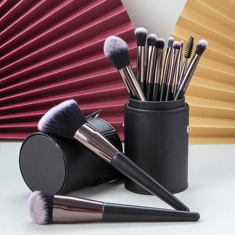 Black Luxury 11‑Piece Makeup Brush Set – Custom Logo Professional Travel Brushes with Box & Bag