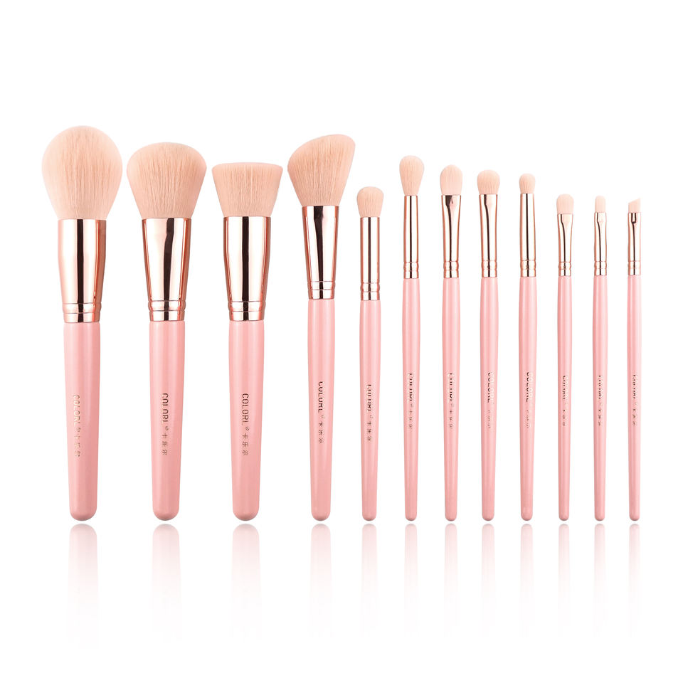 ORANGLES High Quality 10‑Piece Pink Fan Makeup Brush Set – Synthetic Hair with Holder at Factory Price - high resolution display - exposing craftsmanship - Image 2 of 2 | built for everyone | High Quality 10‑Piece Pink Fan Makeup Brush Set – Synthetic Hair with Holder at Factory Price for sale Georgia | Free Shipping ORANGLES