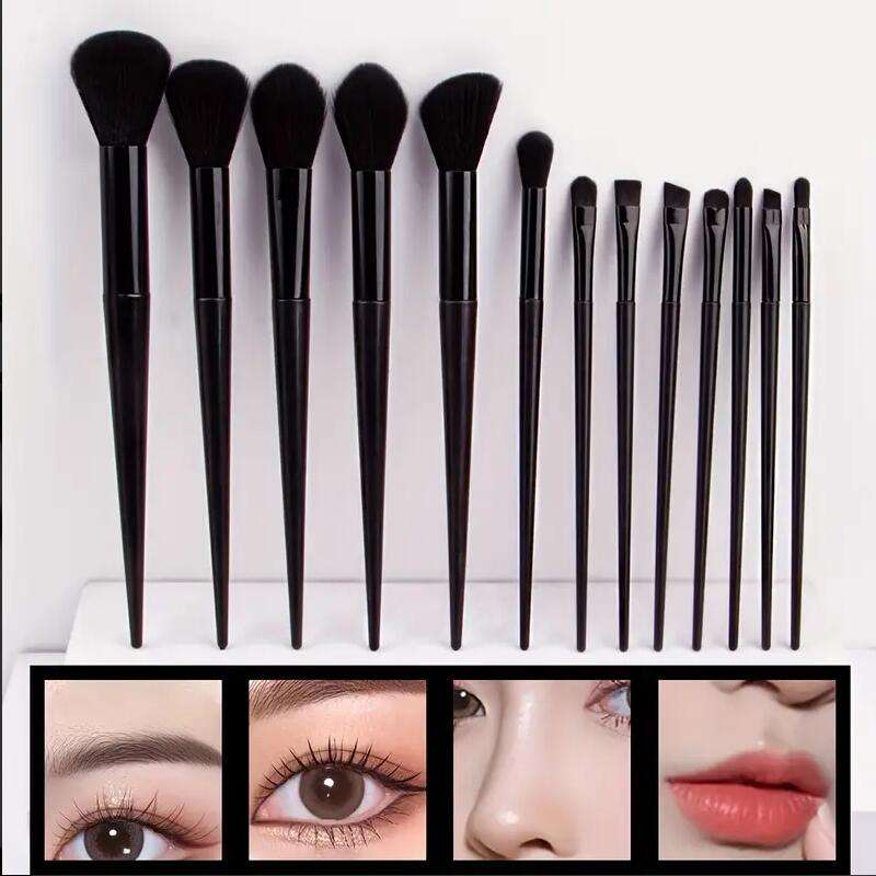 ORANGLES 13‑Piece Premium Makeup Brush Set – Synthetic Bristles, Black Handle Kabuki Foundation, Powder, Blush, Face, Lip & Eye Brushes - high resolution display - exposing craftsmanship - Image 2 of 2 | built for everyone | 13‑Piece Premium Makeup Brush Set – Synthetic Bristles, Black Handle Kabuki Foundation, Powder, Blush, Face, Lip & Eye Brushes for sale Georgia | Free Shipping ORANGLES