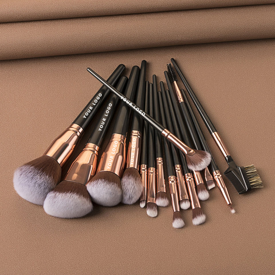Wholesale 15‑Piece Makeup Brush Kit – Facial & Foundation Brushes with Custom Logo Packaging