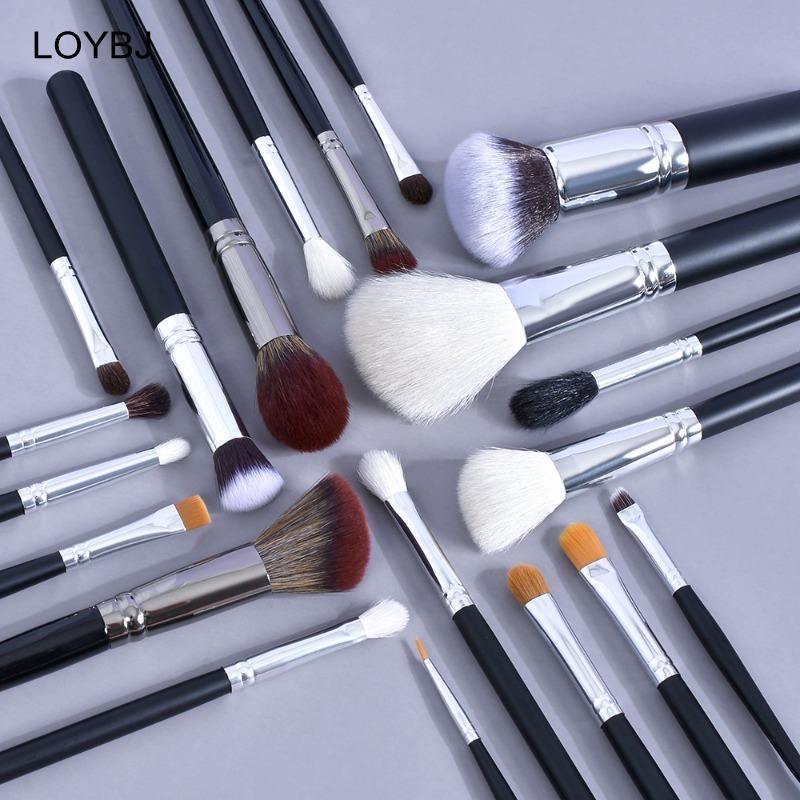 ORANGLES Professional 34‑Piece Luxury Makeup Brush Set – Super Soft Synthetic Fiber Fan Brushes with Black & Silver Wood Handles, Private Label - high resolution display - exposing craftsmanship - Image 2 of 2 | built for everyone | Professional 34‑Piece Luxury Makeup Brush Set – Super Soft Synthetic Fiber Fan Brushes with Black & Silver Wood Handles, Private Label for sale Georgia | Free Shipping ORANGLES