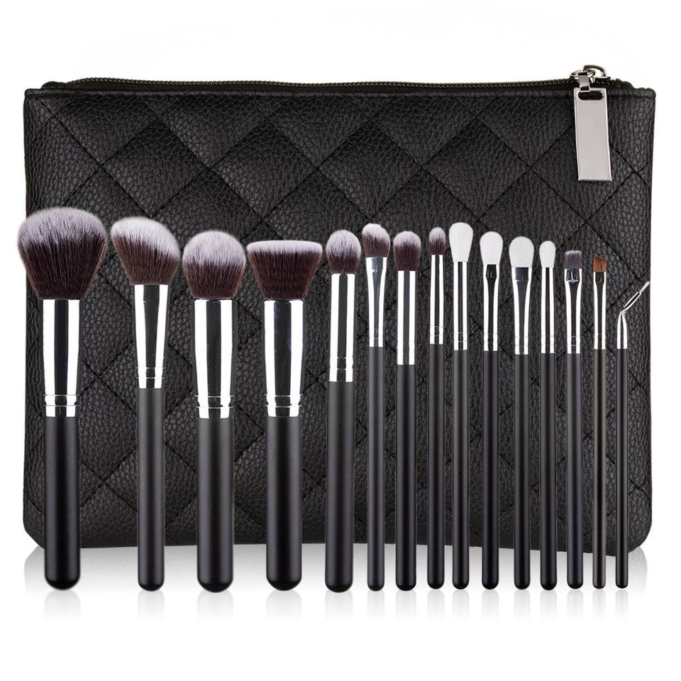 Melason 15‑Piece Professional Makeup Brush Set – Custom Wood Handles, Black Cosmetic Brushes, Private Label Wholesale