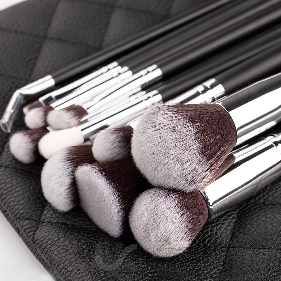 ORANGLES Melason 15‑Piece Professional Makeup Brush Set – Custom Wood Handles, Black Cosmetic Brushes, Private Label Wholesale - high resolution display - exposing craftsmanship - Image 2 of 2 | built for everyone | Melason 15‑Piece Professional Makeup Brush Set – Custom Wood Handles, Black Cosmetic Brushes, Private Label Wholesale for sale Georgia | Free Shipping ORANGLES