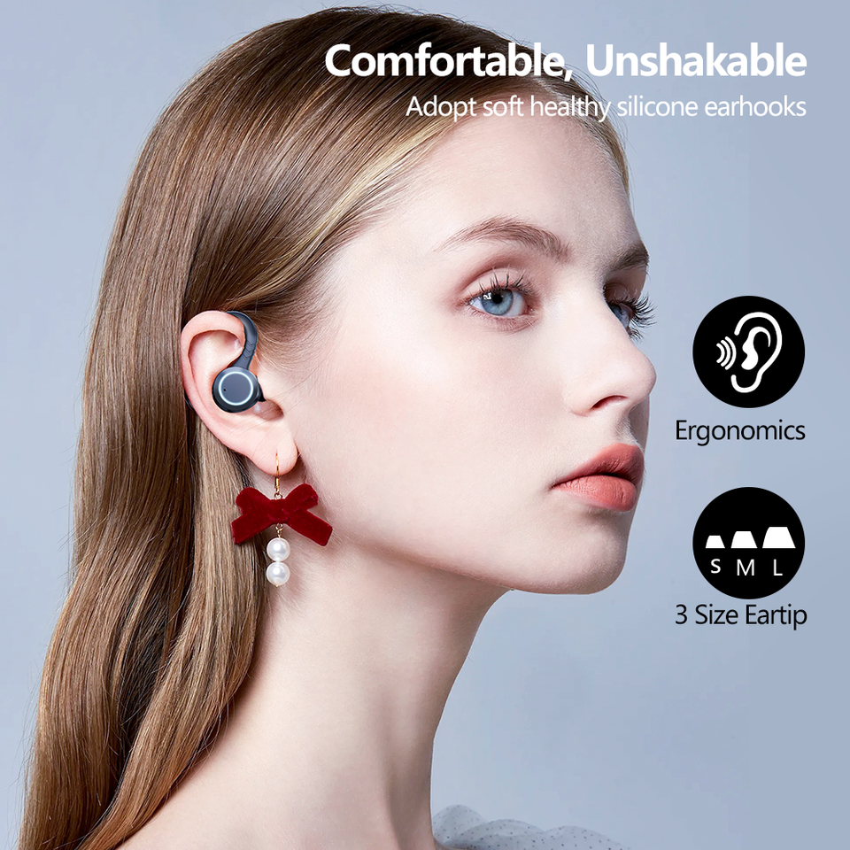 Waterproof Wireless TWS Earbuds | Bluetooth Sports Headset with Earhook & Long Battery Life