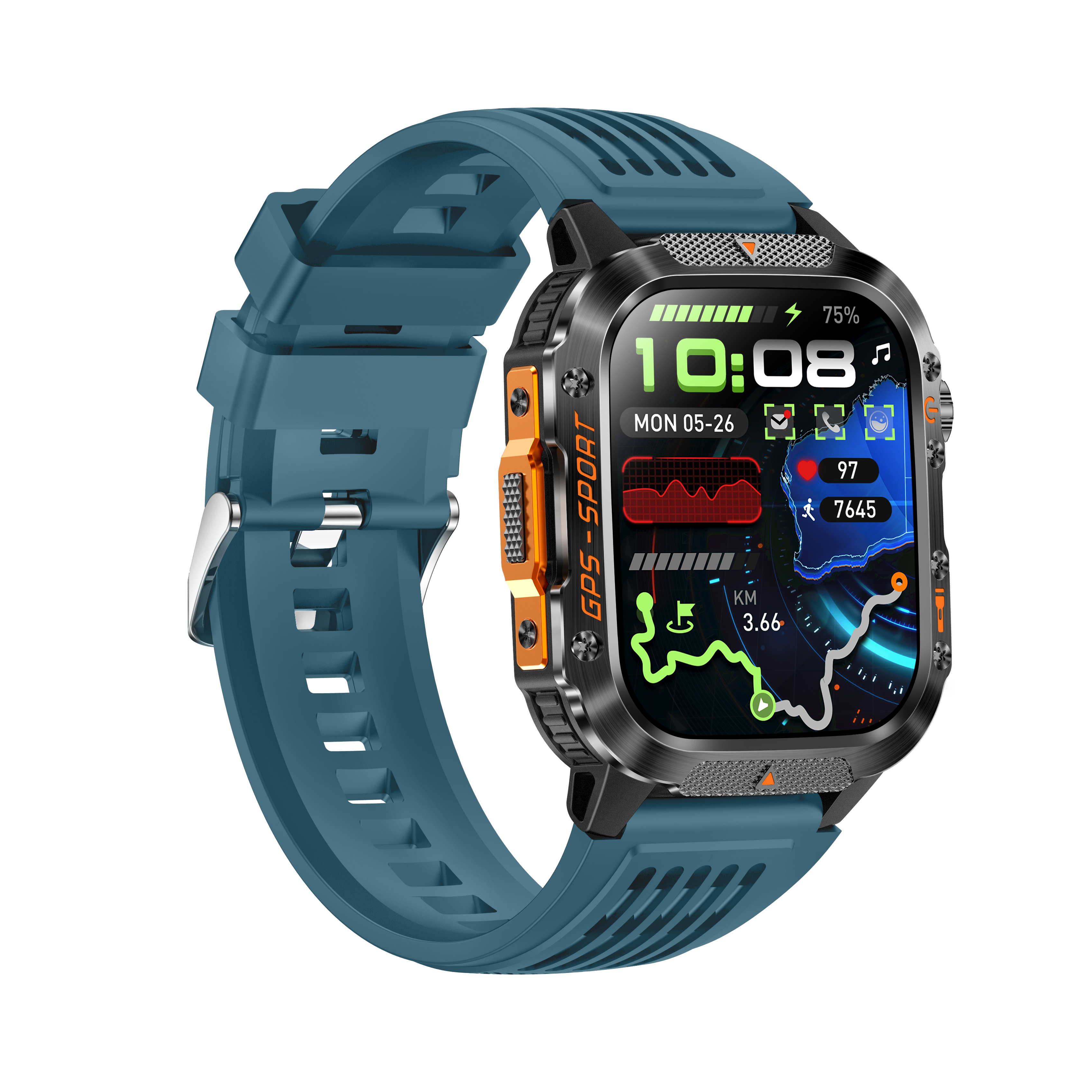 ORANGLES Wholesale HT36 GPS Smart Watch – Fitness Tracker with Heart Rate Monitor, Touch Screen, BT Phone Call, IP68 Waterproof Sport Smartwatch for Men - high resolution display - exposing craftsmanship - Image 2 of 2 | built for everyone | Wholesale HT36 GPS Smart Watch – Fitness Tracker with Heart Rate Monitor, Touch Screen, BT Phone Call, IP68 Waterproof Sport Smartwatch for Men for sale Georgia | Free Shipping ORANGLES